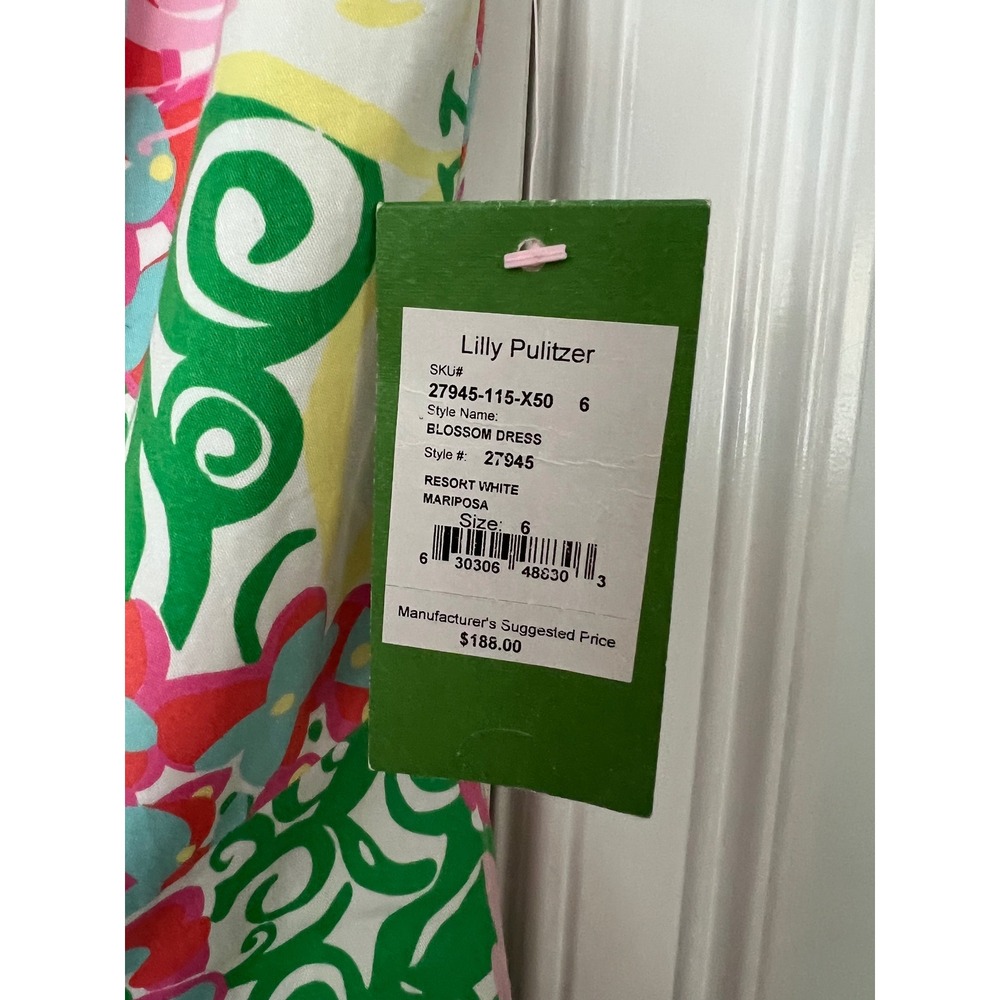Lilly Pulitzer Blossom Dress Resort White Mariposa Floral Strapless Cotton 6 - Picture 3 of 8